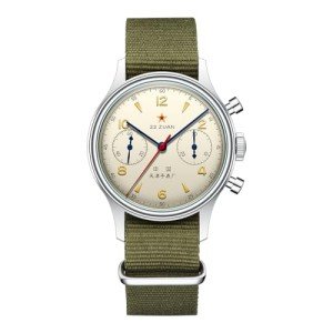 SEA-GULL Men's Mechanical Wristwatch, 1963 Aviation Chronograph Pilot Mechanical Watch, Manual Winding, GD 1963 International Edition, ST1901, Yellow, strap, D1963EXP