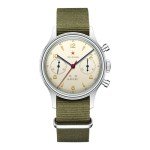 SEA-GULL Men's Mechanical Wristwatch, 1963 Aviation Chronograph Pilot Mechanical Watch, Manual Winding, GD 1963 International Edition, ST1901, Yellow, strap, D1963EXP