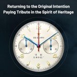 SEA-GULL Men's Mechanical Wristwatch, 1963 Aviation Chronograph Pilot Mechanical Watch, Manual Winding, GD 1963 International Edition, ST1901, Yellow, strap, D1963EXP