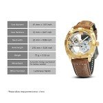 Caluxe Men's Automatic Self Wind Watch Skeleton Mechanical Wrist Watch for Men Waterproof with Removable Silicone and Vintage Leather Band Gift Set Package (Gold)