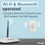 Shelly Plus Plug US | WiFi & Bluetooth Operated Smart Plug with Power Measurement | Home Automation | iOS Android App | Alexa and Google Home Compatible | Monitor Appliances | Remote Control