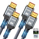 10K 8K HDMI 2.1 Cable 2-Pack 6.6FT, Highwings Certified 48Gbps Ultra High Speed Slim HDMI Cord,Support 4K@120Hz 8K@60Hz, HDCP 2.2&2.3, Dynamic HDR,eARC,DTS:X, Compatible with Roku TV/HDTV/PS5/Blu-ray