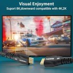 Cratree HDMI Cables 15FT Long - 8K Ultra High Speed HDMI Cable,48Gbps HDMI Braided Cord,8K 60hz,4K 120hz,eARC,HDCP 2.2&2.3 - Compatible for HDTV/PS5/Xbox