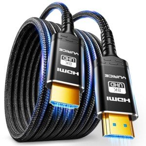 10K 8K HDMI Cable, 1.5FT, 3.3FT, 6.6FT, 10FT, 16FT, 20FT, 25FT Heavy Duty High-Speed Braided HDMI Cable, Professional HDMI Cord, 48Gbps, 4K@120Hz, 8K@60Hz, HDR, DTS:X, HDCP 2.2/2.3