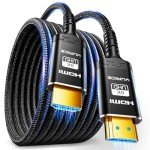 10K 8K HDMI Cable, 1.5FT, 3.3FT, 6.6FT, 10FT, 16FT, 20FT, 25FT Heavy Duty High-Speed Braided HDMI Cable, Professional HDMI Cord, 48Gbps, 4K@120Hz, 8K@60Hz, HDR, DTS:X, HDCP 2.2/2.3