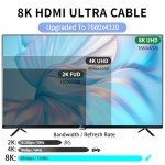 10K 8K HDMI Cable, 1.5FT, 3.3FT, 6.6FT, 10FT, 16FT, 20FT, 25FT Heavy Duty High-Speed Braided HDMI Cable, Professional HDMI Cord, 48Gbps, 4K@120Hz, 8K@60Hz, HDR, DTS:X, HDCP 2.2/2.3