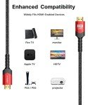 10K 8K HDMI Cable 2.1 2 Pack 6ft, JSAUX 48Gbps Ultra High Speed HDMI Cable Braided Cord, 4K@120Hz, 4K@144Hz, 8K@60Hz, HDCP 2.2&2.3, HDR 10, eARC,ARC Compatible with Dolby PS5 Monitor HDTV Soundbar-Red