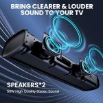 MZEIBO TV Sound Bar, Sound Bars for Smart TV Bluetooth 5.0 Soundbar 50W 17Inch Small Soundbars with HDMI-ARC/Optical/AUX Connection, TV Soundbar Surround Sound Bars (Glossy Black)