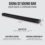 Polk Audio Signa S2 Sound Bar & Wireless Subwoofer – Exclusive VoiceAdjust Technology, Ultra-Slim Design, Works with 4K & HD TVs, HDMI & Optical, Bluetooth, Wireless Streaming