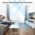 Assistrust Sound Bar, 90W Sound Bar for Smart TV, Bluetooth 5.0 Soundbar with Wired & Wireless Connect, Auto Volume Boost, ARC/Optical/AUX Cables & Remote, 2 in 1 Detachable Soundbar for TV