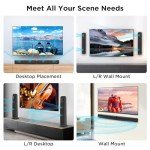 Assistrust Sound Bar, 90W Sound Bar for Smart TV, Bluetooth 5.0 Soundbar with Wired & Wireless Connect, Auto Volume Boost, ARC/Optical/AUX Cables & Remote, 2 in 1 Detachable Soundbar for TV