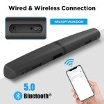 Assistrust Sound Bar, 90W Sound Bar for Smart TV, Bluetooth 5.0 Soundbar with Wired & Wireless Connect, Auto Volume Boost, ARC/Optical/AUX Cables & Remote, 2 in 1 Detachable Soundbar for TV