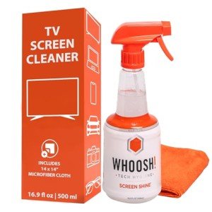 WHOOSH! TV Screen Cleaner - 16.9 fl oz + 1 Microfiber Cleaning Cloth - for TV, OLED, Car, Computer, Laptop, MacBook, iPad, iPhone, Camera, Touch Screen - Industrial Size Electronic Cleaner Kit