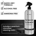 Screen Cleaner Spray - TV Screen Cleaner Spray and Wipe, Computer Screen Cleaner for Electronic Devices: TV, Laptop, iPhone, Ipad, Computer, MacBook- TV Cleaner for Smart TV-Microfiber Cleaning Cloth