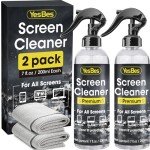 Screen Cleaner Spray 14oz (7oz x 2 Pack) - TV Screen Cleaner Spray and 2 Microfiber Cloths, Computer Screen Cleaner & Car Screen Cleaner for TV, Monitor, Laptop, MacBook, iPad and Electronic Devices
