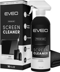Screen Cleaner Spray (16oz) - Large Screen Cleaner Bottle - TV Screen Cleaner, Computer Screen Cleaner, for Laptop, Phone, Ipad - Computer Cleaning kit Electronic Cleaner - Microfiber Cloth Wipes