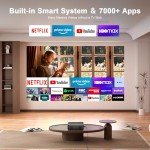 [Built-in Apps & Auto Focus/Keystone] 4K Smart Projector with WiFi and Bluetooth, VOPLLS 600ANSI Native 1080P Outdoor Projector, 50% Zoom Home Theater Movie Projector for Bedroom/iOS/Android/PPT