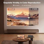 [Built-in Apps & Auto Focus/Keystone] 4K Smart Projector with WiFi and Bluetooth, VOPLLS 600ANSI Native 1080P Outdoor Projector, 50% Zoom Home Theater Movie Projector for Bedroom/iOS/Android/PPT