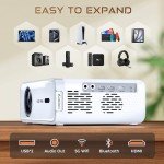 Aurzen EAZZE D1 Smart Projector with WiFi and Bluetooth, Netflix-Officially-Licensed, Auto Focus & Keystone, DoIby Audio, Zoom, Native 1080P Movie, Portable Outdoor Mini Projector, White