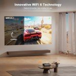 [Built-in Apps & Auto Focus/Keystone] 4K Smart Projector with WiFi and Bluetooth, VOPLLS 600ANSI Native 1080P Outdoor Projector, 50% Zoom Home Theater Movie Projector for Bedroom/iOS/Android/PPT