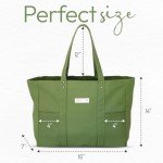 Large Canvas Tote Bag - Utility Tote with 2 Front Pockets and Laptop Sleeve, heavy-duty everyday tote for work or gym