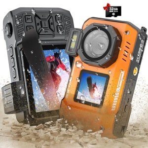 Tupsio 8K UHD Waterproof Shockproof Dual-Screen Camera