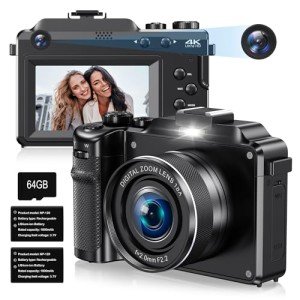 48MP Dual Lens 4K Vlogging Camera with Zoom