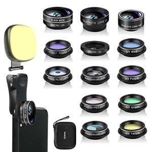 14-in-1 Smartphone Camera Lens Kit with Selfie Light