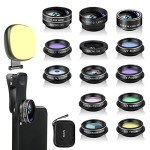 14-in-1 Smartphone Camera Lens Kit with Selfie Light
