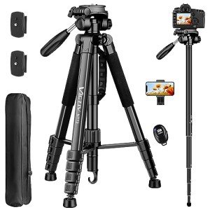 72" Heavy-Duty Tripod with Remote for Cameras