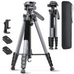 CAMBOFOTO 74" Professional Aluminum Tripod Stand