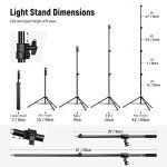 NEEWER Adjustable 3m Aluminum Light Stand with Arm