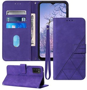 Galaxy A03s Case with Stand, Card Slots, Purple