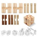 4 Pack Wooden Brain Teaser 3D Puzzle Set
