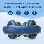 POWMEE M2 Foldable Kids Wired Headphones - Blue