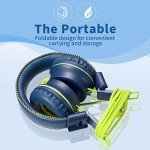 POWMEE M2 Foldable Kids Wired Headphones - Blue