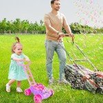 ArtCreativity Bubble Lawn Mower for Toddlers, Kids Bubble Blower Machine, Indoor Outdoor Push Gardening Toys for Kids Age 1 2 3 4 5, Birthday Gifts Party Summer Backyard Toys for Preschool Baby Girls
