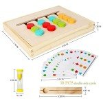Montessori Learning Toys Slide Puzzle Color & Shape Matching Brain Teasers Logic Game Preschool Educational Wooden Toys for Kids Boys Girls Age 3 4 5 6 7 Years Old Airplane Travel Toys Birthday Gifts