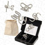 Metal Brain Teaser Puzzles 6 Pcs Set for Kids Teens and Adults, Mind Puzzle Games for IQ Test, Chinese Wire Unlock Logic Toys for Party Favors, Classroom Prizes, Easter Gift Basket Stuffer Egg Filler