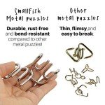 Metal Brain Teaser Puzzles 6 Pcs Set for Kids Teens and Adults, Mind Puzzle Games for IQ Test, Chinese Wire Unlock Logic Toys for Party Favors, Classroom Prizes, Easter Gift Basket Stuffer Egg Filler