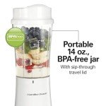 Hamilton Beach Portable Blender for Shakes and Smoothies with 14 Oz BPA Free Travel Cup and Lid, Durable Stainless Steel Blades for Powerful Blending Performance, White ( 51101V)