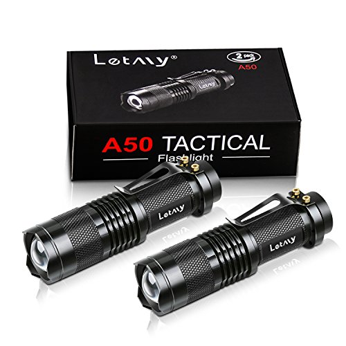 LETMY Tactical Mini Flashlights - 2 Pack