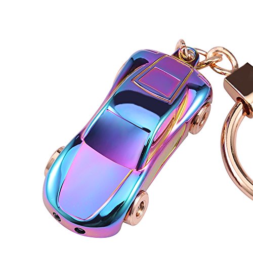 SOMGEM Creative Key Chain Car Keychain Flashlight with 2 Modes LED Lights 2 in 1 Car Key Chain Ring for Office Backpack Purse Charm,Great Gift for Men or Women(Colorful)
