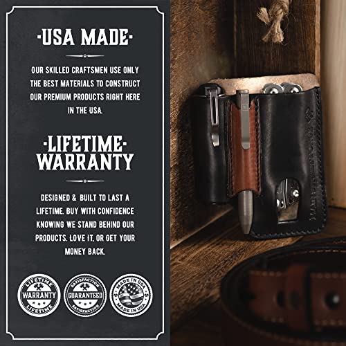 USA Made Leather Multitool Pouch with Belt Clip