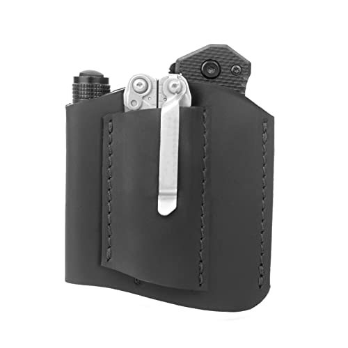 1791 EDC Pocket Organizer, Everyday Carry Pocket Pouch fits 3 tools including Knives, Multitools, Small Tools, Flashlight. American Leather. EDC Tool Pouch Carrier - Brown