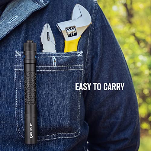 OLIGHT I5T Plus 550 Lumens EDC Flashlight, Pebble Version Pocket Flashlights, Powered by 2 AA Batteries Slim Light with Clip for Everyday Carry (Cool White Light: 5700~6700K)