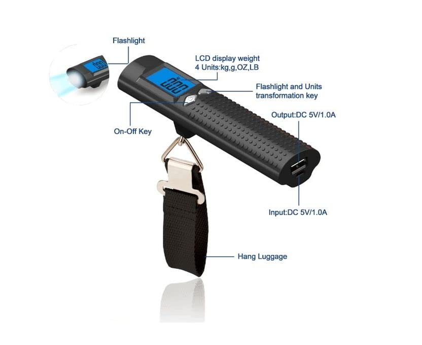 Rechargeable Luggage Scale with Charger & Light