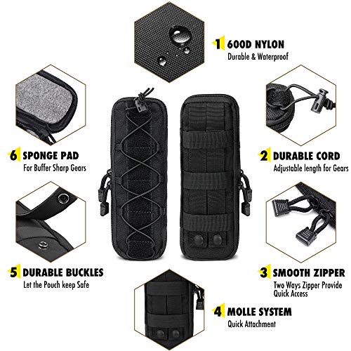 WYNEX Tactical Knife Sheath Bag, Molle Flashlight Holster Pouch Utility Tool Pouches Case Single Pistol Holder Cartridge Clip Outdoor Multi-Tool Nylon Pouch