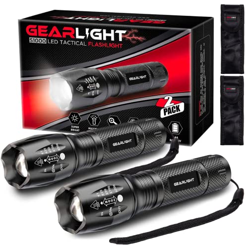 GearLight LED Tactical Flashlights - 2pack