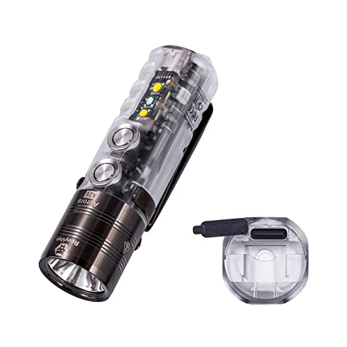 RovyVon A26 EDC Flashlight, USB C Rechargeable 600 Lumens Super Bright Handheld Flashlight, Compact Pocket Flashlight with Versatile Sidelights for Outdoors, Everyday Carry (White/ 365nm/ White)